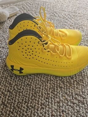 Under Armour Kids Yellow High-Top Sneakers with Black Logo